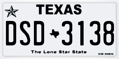 TX license plate DSD3138