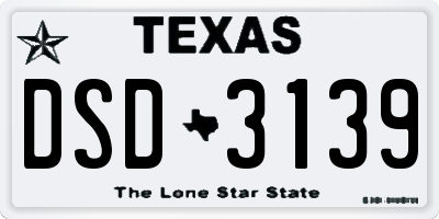 TX license plate DSD3139