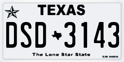 TX license plate DSD3143