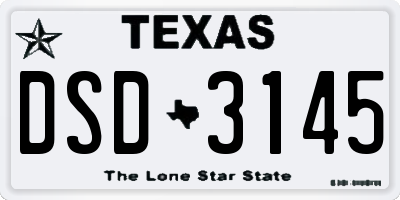 TX license plate DSD3145