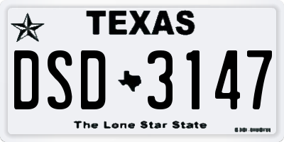 TX license plate DSD3147