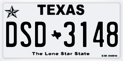 TX license plate DSD3148