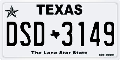 TX license plate DSD3149