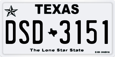 TX license plate DSD3151