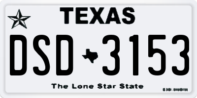 TX license plate DSD3153