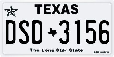 TX license plate DSD3156