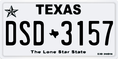 TX license plate DSD3157