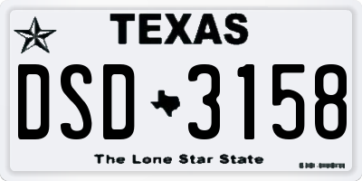 TX license plate DSD3158