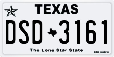 TX license plate DSD3161