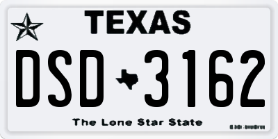 TX license plate DSD3162