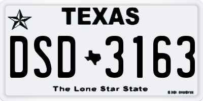 TX license plate DSD3163