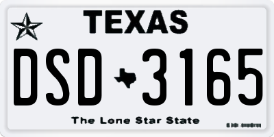 TX license plate DSD3165