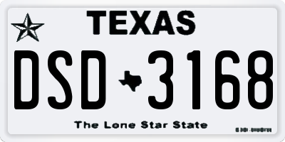 TX license plate DSD3168
