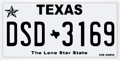 TX license plate DSD3169