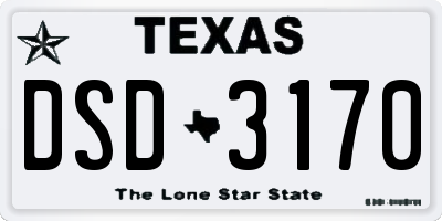 TX license plate DSD3170