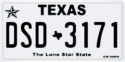 TX license plate DSD3171