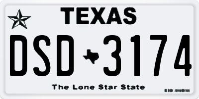 TX license plate DSD3174
