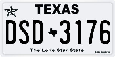 TX license plate DSD3176