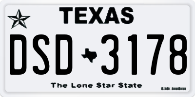 TX license plate DSD3178
