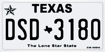 TX license plate DSD3180