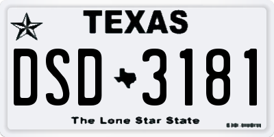 TX license plate DSD3181