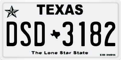 TX license plate DSD3182