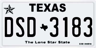TX license plate DSD3183