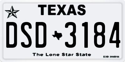 TX license plate DSD3184