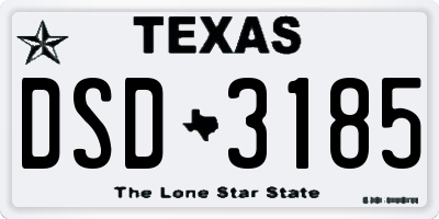 TX license plate DSD3185