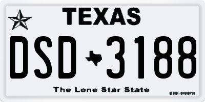 TX license plate DSD3188
