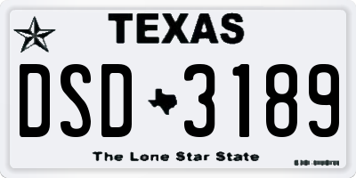 TX license plate DSD3189