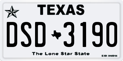 TX license plate DSD3190