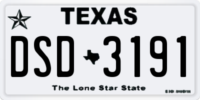 TX license plate DSD3191