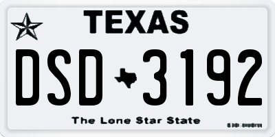 TX license plate DSD3192