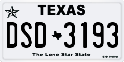 TX license plate DSD3193