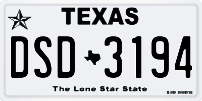 TX license plate DSD3194