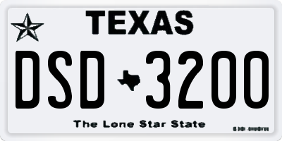 TX license plate DSD3200