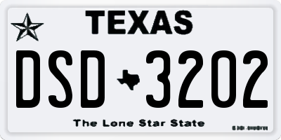 TX license plate DSD3202
