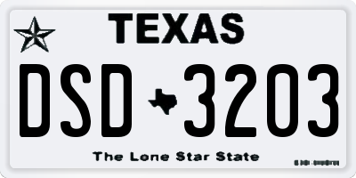 TX license plate DSD3203