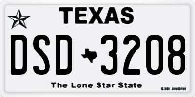 TX license plate DSD3208