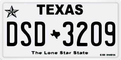 TX license plate DSD3209
