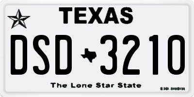 TX license plate DSD3210