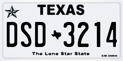 TX license plate DSD3214