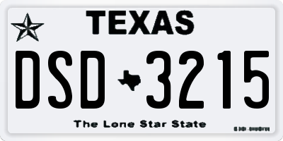TX license plate DSD3215