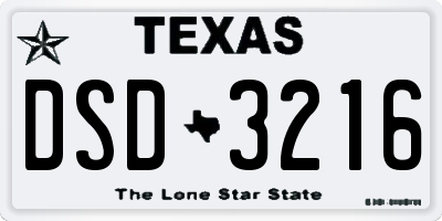TX license plate DSD3216
