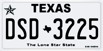 TX license plate DSD3225