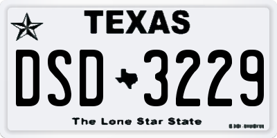 TX license plate DSD3229