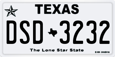 TX license plate DSD3232