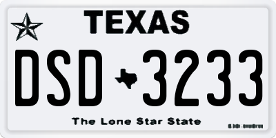 TX license plate DSD3233