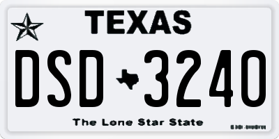 TX license plate DSD3240